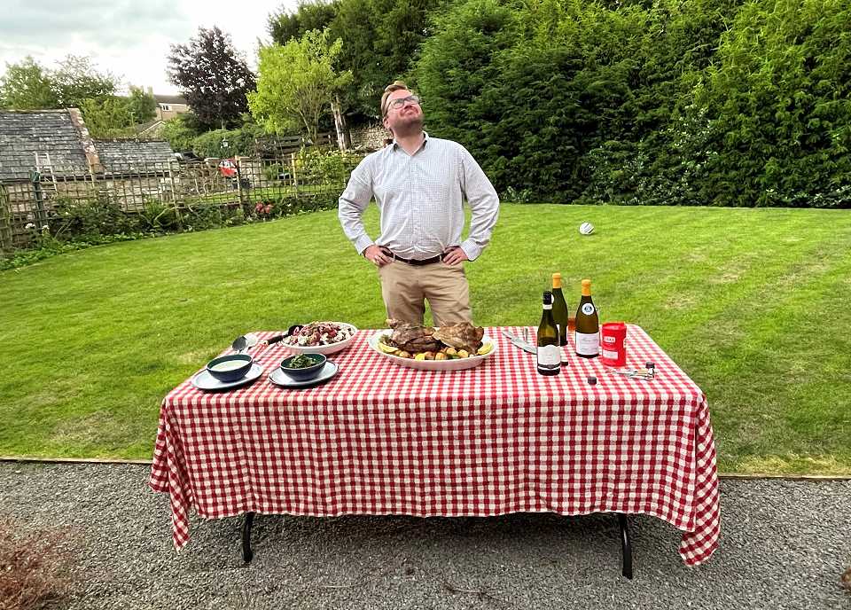 Outdoor cooking for a family house party